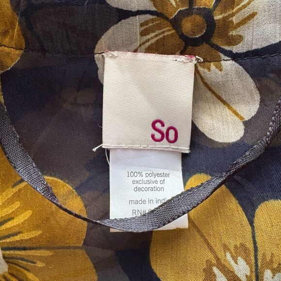 Kohls SO brand Dark Floral Kimono Sheer Open Front Fringe Trim Bohemian One Size - Picture 4 of 4